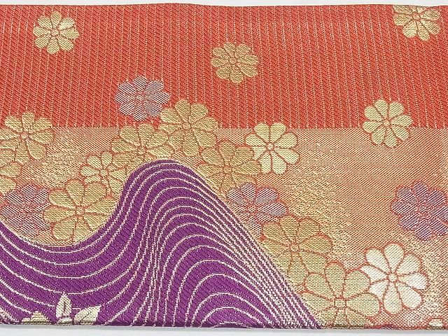 平和屋2■佐賀錦 つけ帯 流水草花文 金糸 逸品 DAAA0646eaの画像4