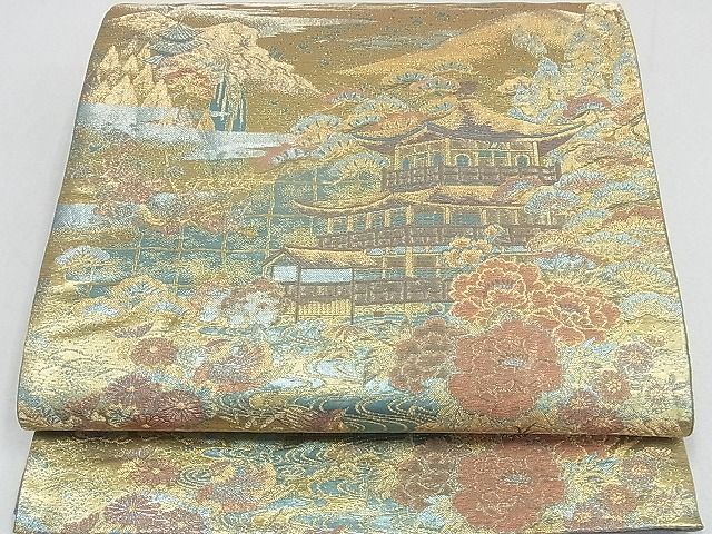 平和屋2◎六通柄袋帯　宝物御陵　金糸　反端付き　逸品　DAAA0661ea_画像1