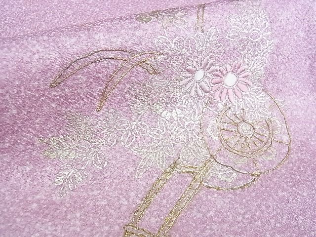 平和屋2■付下げ　刺繍　花車文　金彩　逸品　DAAB5853wb_画像6