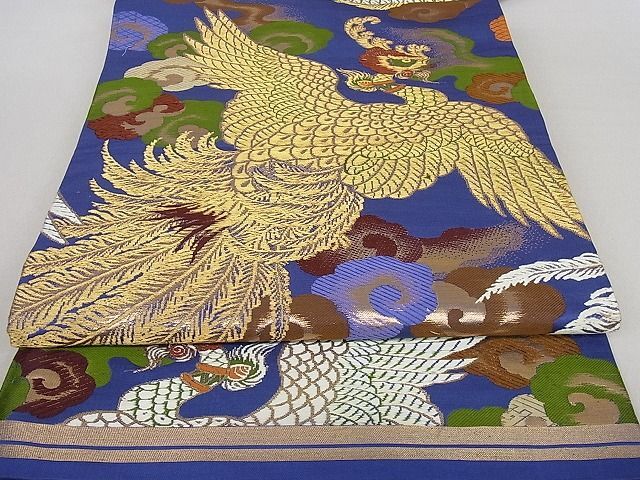  flat мир магазин 2# античный Taisho роман maru obi скидка вытащенный obi Tang тканый феникс гриб-трутовик . документ золотой нить замечательная вещь DAAB7966ps