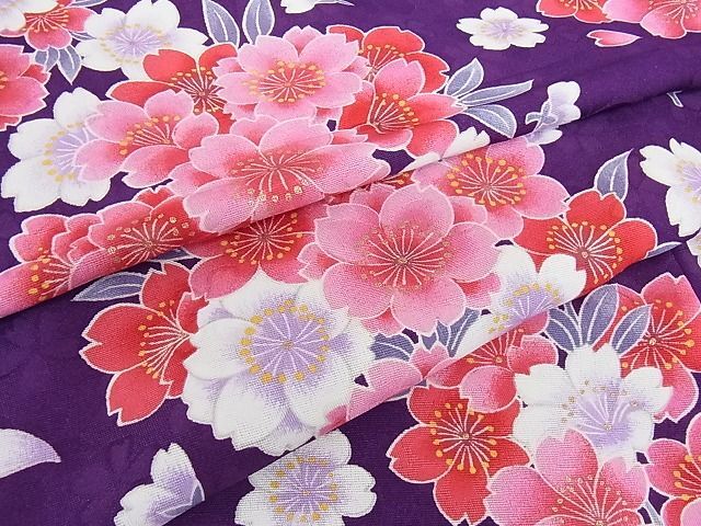 平和屋2■小振袖　二尺袖　舞桜　金彩　洗える着物　逸品　DAAB7823ps_画像4