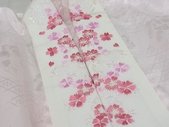 平和屋-こころ店■振袖長襦袢 無双仕立て 舞花地紋 半衿刺繍 洗える着物 AAAD6995Bwtの画像6