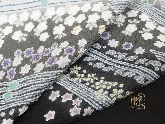 平和屋-こころ店□極上 訪問着 作家物 重ね絞り 中国三大刺繍 相良刺繍 流水花文 暈し染め 着丈160.5cm 裄丈67.5cm 正絹 逸品 3kk3437の画像10