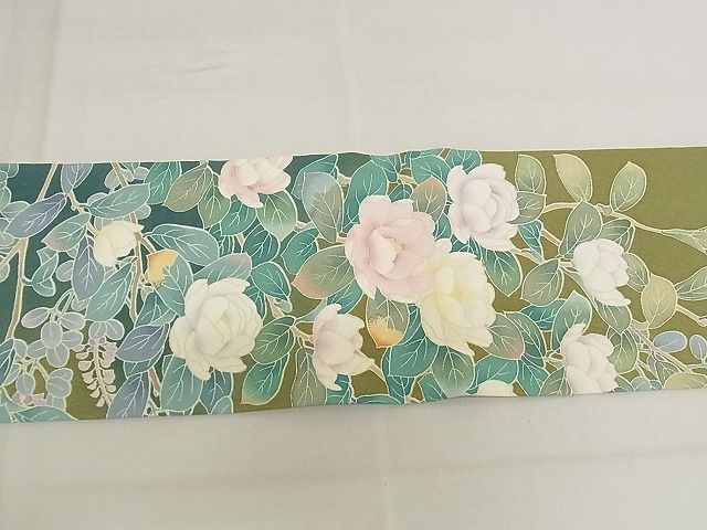 平和屋-こころ店■創作帯 つけ帯 友禅 枝花文 正絹 逸品 AAAD9371Apfの画像5