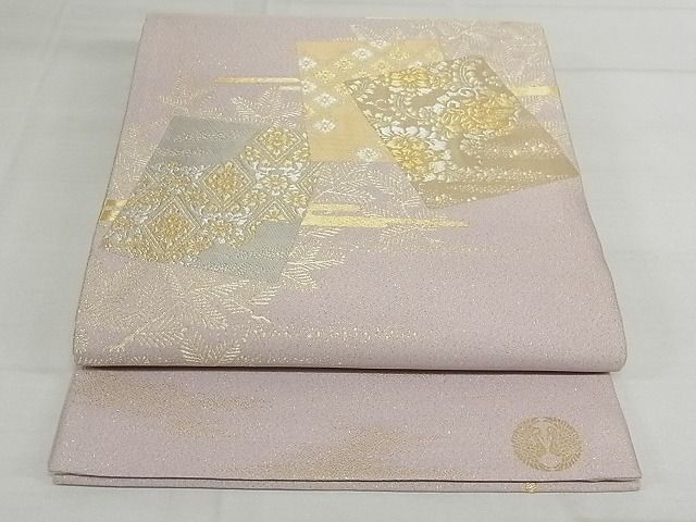 平和屋-こころ店◎綴れ 太鼓柄袋帯 色紙重ね花文 金銀糸 正絹 逸品 AAAD1701Bfwの画像1