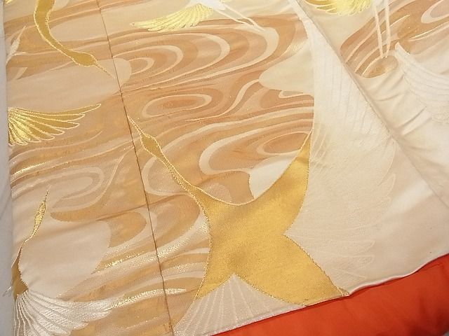 平和屋-こころ店■極上 色打掛 刺繍 流水飛鶴文 金糸 正絹 逸品 AAAC0985Abrの画像5