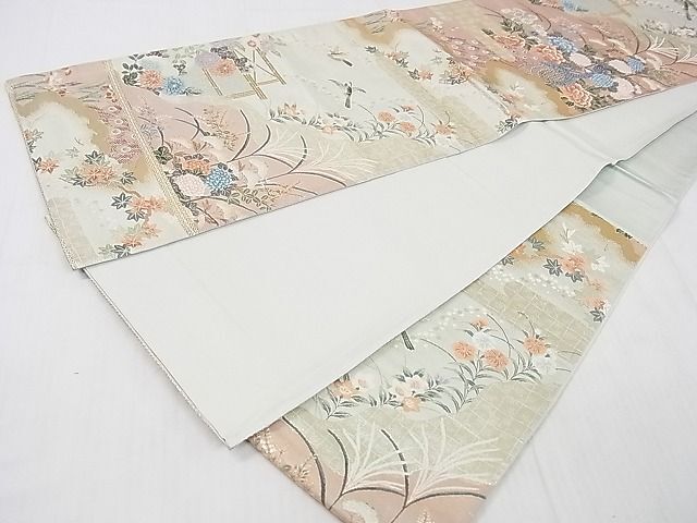 平和屋2◎六通柄袋帯 花集孔雀文 九百錦本金箔入 逸品 DAAA2279mzの画像5