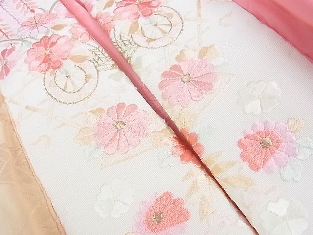 平和屋2■豪華振袖・長襦袢(無双仕立て・半襟刺繍)セット 駒刺繍 絞り 雲取り御所車花文 暈し染め 金銀彩 やまと誂製逸品 DAAB5827wbの画像10