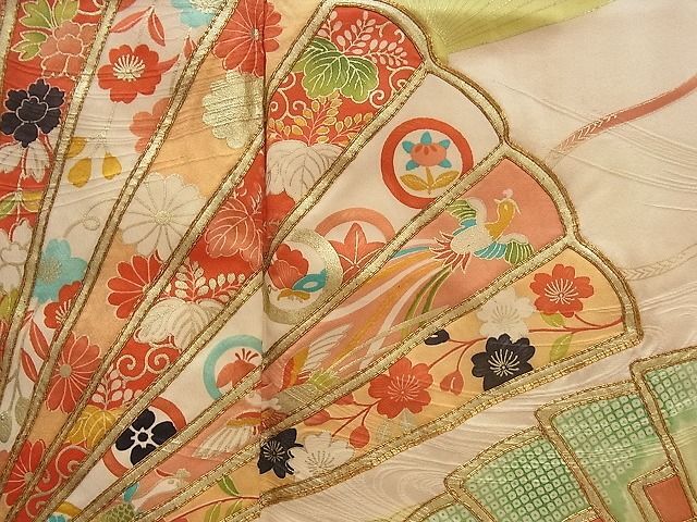 平和屋-こころ店■1円 振袖 まとめて 50点 孔雀 菊 花柄 寿光織 駒刺繍 金彩 金銀糸 など 着用可能多数 未使用品あり 全て正絹 hi1449の画像6