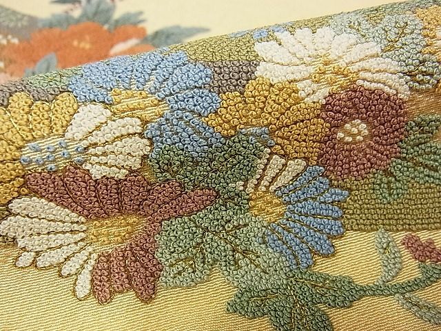 平和屋-こころ店■訪問着 総相良刺繍 花筏文 金糸 正絹 逸品 未使用 AAAD3875Bzgの画像6