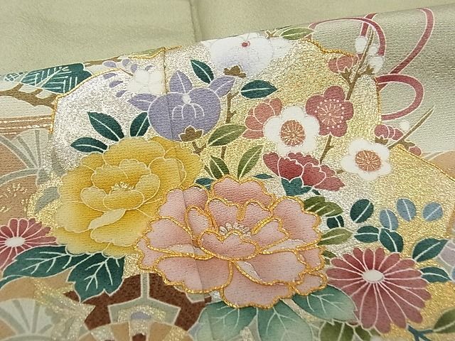 平和屋-こころ店■豪華色留袖 作家物 駒刺繍 松竹梅花車文 暈し染 正絹 逸品 AAAD6976Bwtの画像5