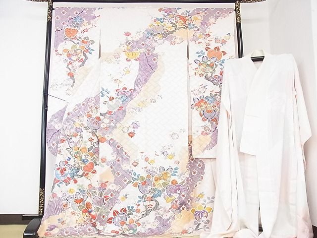  flat peace shop 2# gorgeous long-sleeved kimono long kimono-like garment ( peerless tailoring ) set piece embroidery . road length .. flower writing gold paint excellent article DAAB7849ps