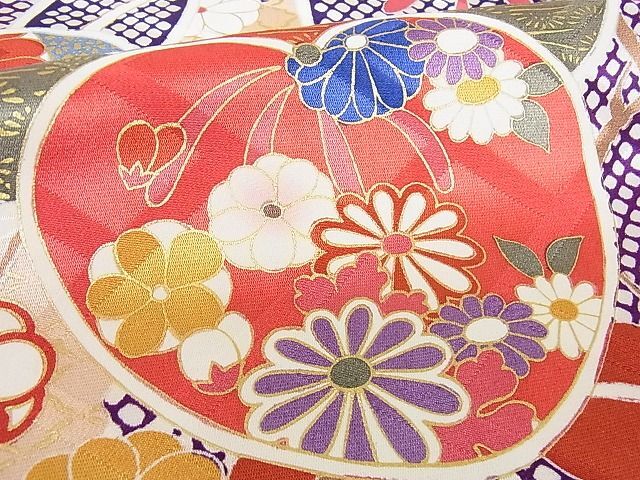 平和屋2■豪華振袖 長襦袢(無双仕立て)セット 駒刺繍 橘 道長吉祥花文 金彩 逸品 DAAB7849psの画像8