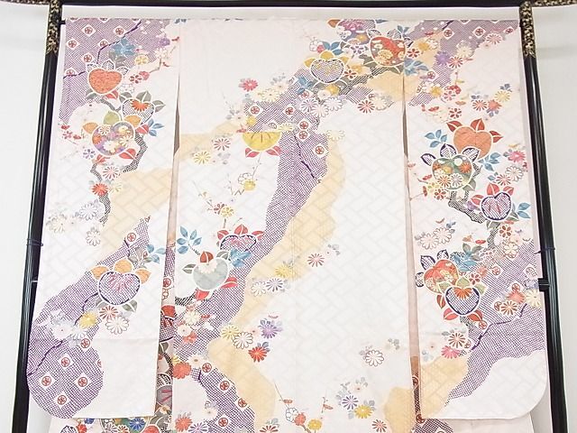 平和屋2■豪華振袖 長襦袢(無双仕立て)セット 駒刺繍 橘 道長吉祥花文 金彩 逸品 DAAB7849psの画像4