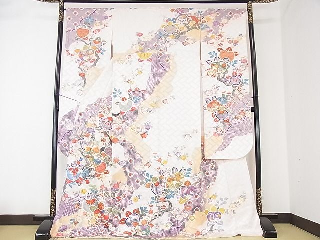 平和屋2■豪華振袖 長襦袢(無双仕立て)セット 駒刺繍 橘 道長吉祥花文 金彩 逸品 DAAB7849psの画像2