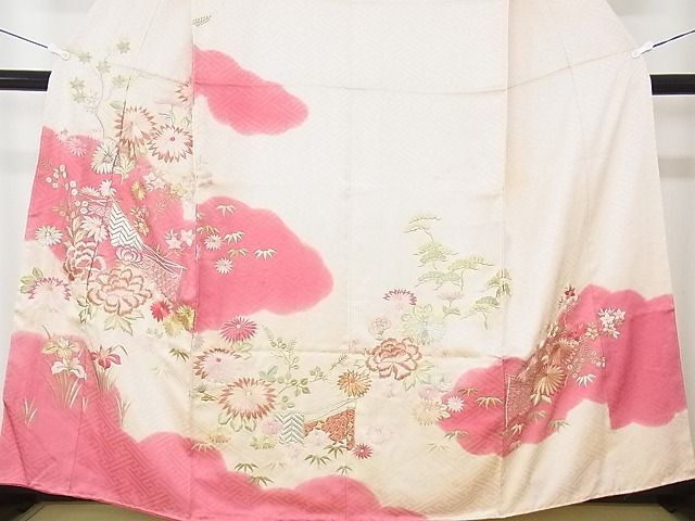 平和屋2■訪問着 総刺繍 雲取り吉祥花文 暈し染め 金銀糸 逸品 DAAB8034psの画像5