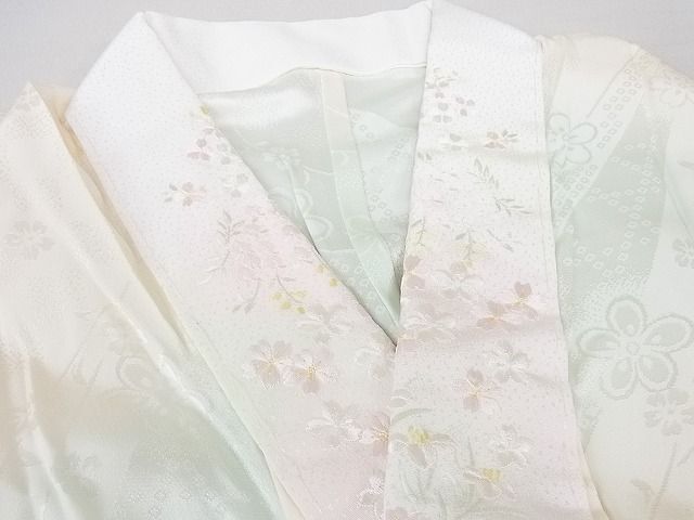 平和屋2■上質な長襦袢 無双仕立て 半衿刺繍 舞扇花地紋 暈し染め 逸品 未使用 DAAB7938psの画像7