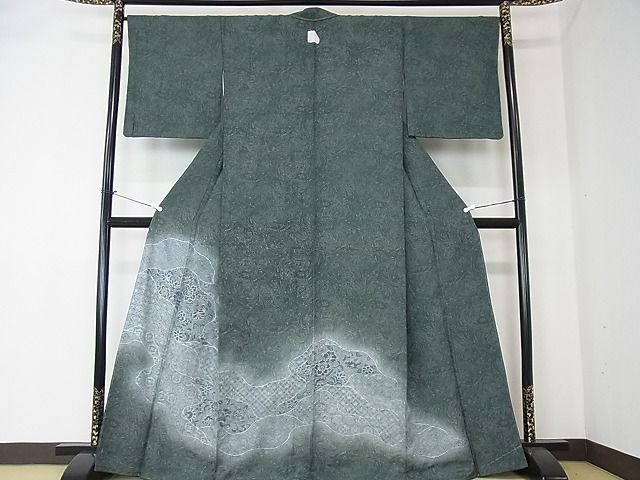 平和屋2■訪問着 刺繍 墨流し文様 更紗花文 暈し染め 銀彩 逸品 未使用 DAAB7933psの画像1