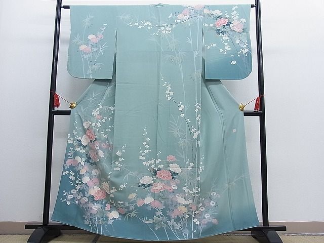 平和屋川間店■訪問着 京友禅 作家物 草花文 暈し染め 逸品 n-et0013の画像1