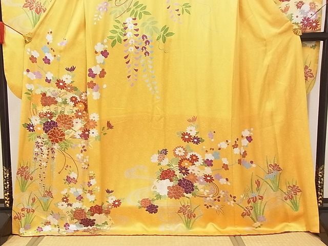 平和屋-こころ店■豪華振袖 wedding・BOX 駒刺繍 檜扇花文 金糸 正絹 逸品 AAAD4249Ataの画像3