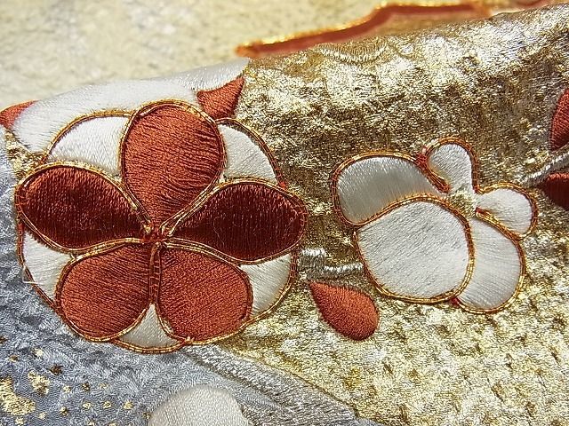 平和屋-こころ店■豪華振袖　長襦袢セット(袷)　駒刺繍　花蝶文　暈し染め　金彩　正絹　逸品　AAAD0296Bzg_画像7