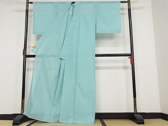 平和屋川間店■夏物 色無地 絽 秘色色 着丈163cm 裄丈63.5cm 洗える着物 未使用 A-ck3947の画像2