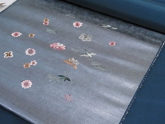 平和屋-こころ店■名古屋帯　反物　刺繍　花鳥文　金銀糸　正絹　逸品　未使用　AAAD0692Boa_画像6