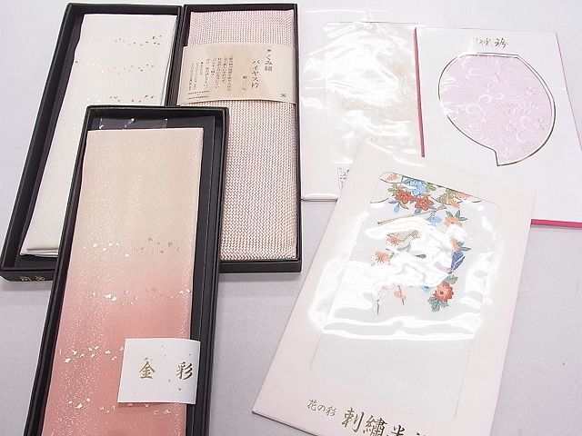 平和屋2■和装小物 半衿3点・重ね衿3点：計6点 刺繍 金彩 バイヤス衿 逸品 未使用 DAAB6703zzzの画像1