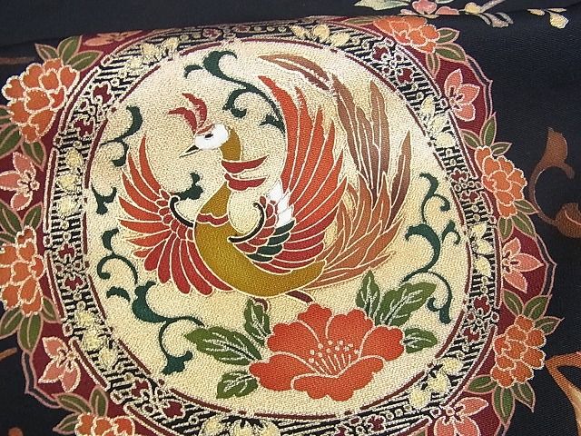 平和屋2■女優・後藤久美子ブランド 黒留袖 駒刺繍 蔓帯 向かい鳥花唐草文 金彩 逸品 DAAB5898wbの画像6