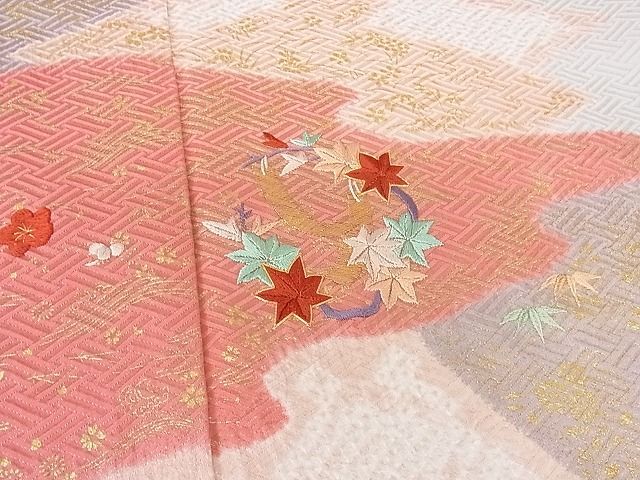 平和屋2■創業460年・千總 訪問着 駒刺繍 絞り 霞吉祥花文 金彩 逸品 DAAB8078psの画像6