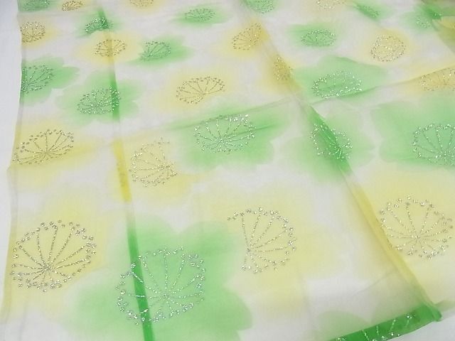 平和屋-こころ店■極上　夏物　お引きずり・お引き摺り・引き振袖　紗　花模様　金銀糸　逸品　KAAA0486kk4