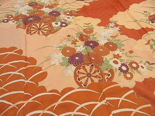 平和屋川間店■豪華振袖　駒刺繍　花車文　金彩　逸品　ut3461_画像6