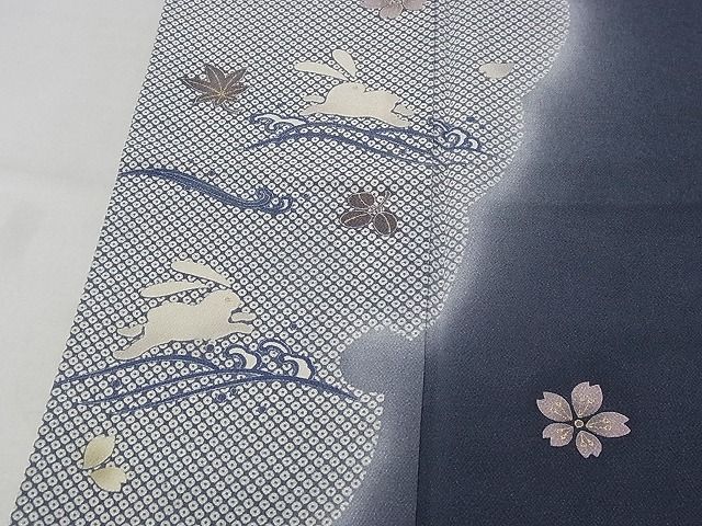 平和屋-こころ店■訪問着　作家物　春恵　雪輪　兎　花　暈し染め　金彩　正絹　逸品　AAAD4285Ata_画像4