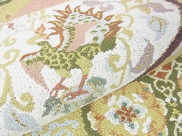 平和屋2■最高級 中国三大刺繍 総相良刺繍 二百万粒 総詰め 総刺繍 袋帯 貝合わせ 鳳凰花文 金糸 逸品 未使用 DZAA0023kh4の画像5