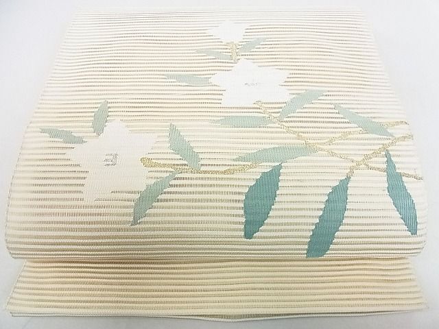 平和屋2■夏物 八寸名古屋帯 絽綴れ 秋草文 金糸 逸品 DAAB3887opの画像1