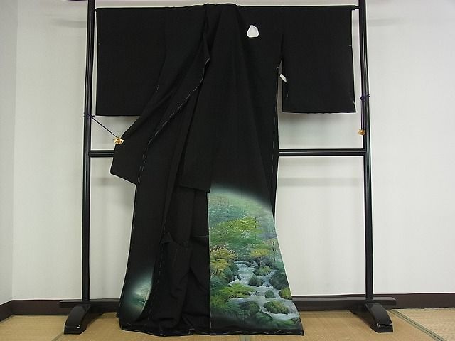 平和屋2■豪華黒留袖 作家物 手描き 奥入瀬 暈し染め 仮絵羽 逸品 未使用 DAAB1239jmの画像2