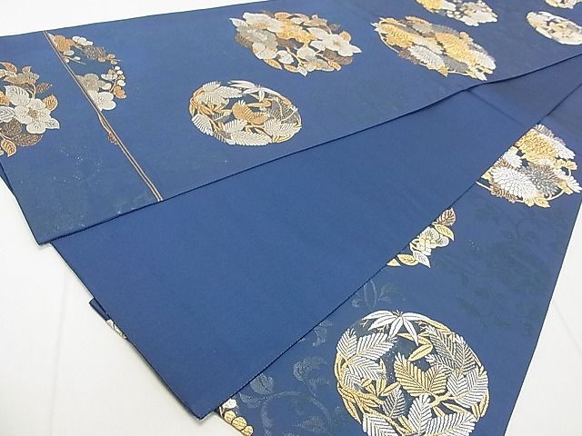 平和屋2◎六通柄袋帯 草花丸文 金糸 逸品 DAAA3515rtの画像3