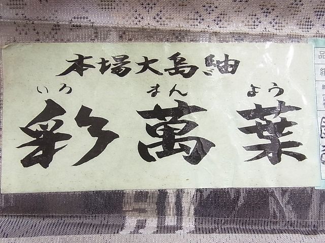 平和屋2■本場大島紬　反物　着尺　9マルキ　彩萬葉　吉祥花文　窪田織物謹製　証紙付き　逸品　未使用　DAAB6816zzz_画像7