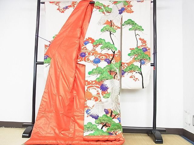 平和屋2■豪華色打掛 和装 婚礼 結婚式 花嫁 神社挙式 刺繡 飛鶴花松文 銀糸 逸品 DAAB3998opの画像2