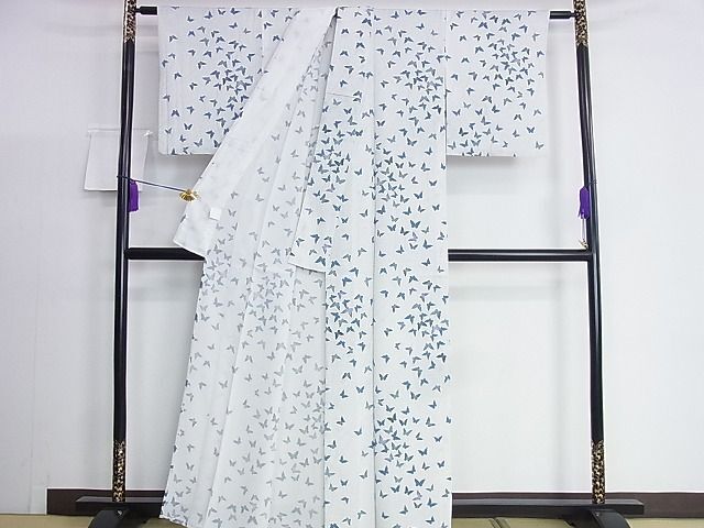 平和屋2■小紋 単衣 舞蝶文 洗える着物 DAAB4763icの画像3