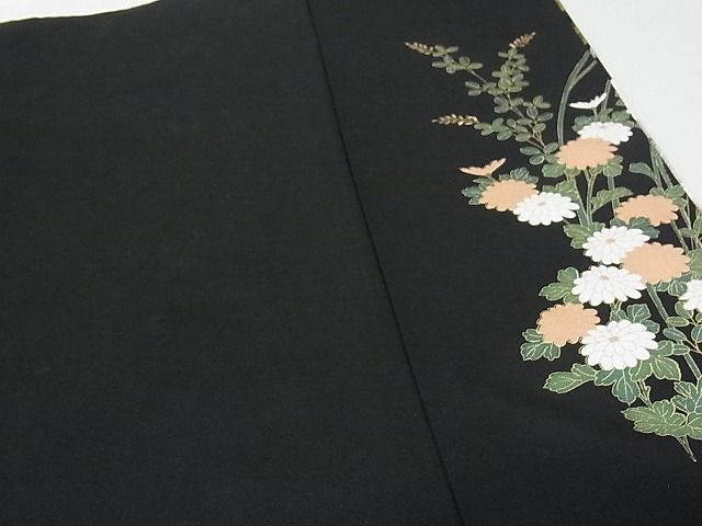 平和屋-こころ店■豪華黒留袖 駒刺繍 萬寿染 飛鶴草花文 暈し染め 金彩 正絹 逸品 AAAD7302Acsの画像10