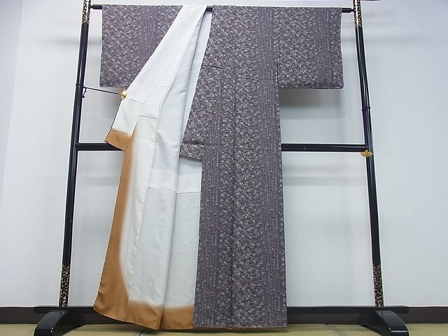 平和屋2■上質な小紋　葡萄蔦の葉草花間道　逸品　DAAA0800ea_画像3