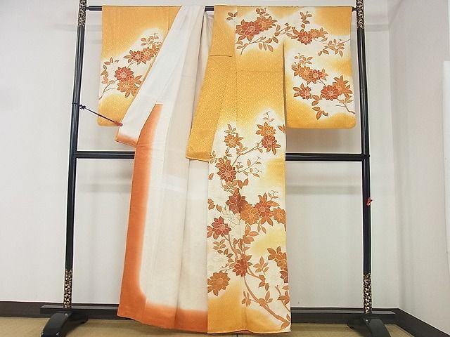 平和屋2■訪問着　駒刺繍　枝花文　暈し染め　金彩　逸品　DAAA1741du_画像2