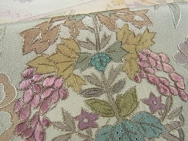 平和屋2■中国三大刺繍 スワトウ刺繍 汕頭刺繍 総刺繍 訪問着 向かい鳥花文 暈し染め 金糸 逸品 DAAB8151psの画像9