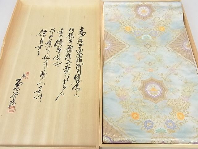 平和屋2■西陣 六通柄袋帯 宝彩招宴錦 金銀糸 共箱付き 逸品 DAAB8213psの画像1