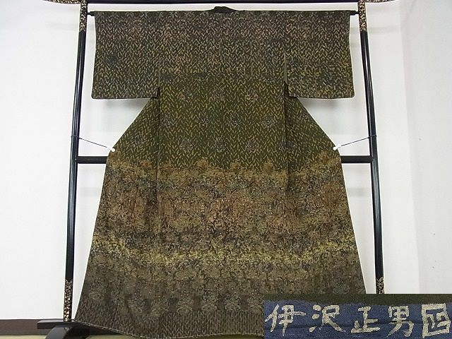 平和屋2■訪問着 伊沢正男 更紗花文 反端付き 逸品 未使用 DAAB8152psの画像1