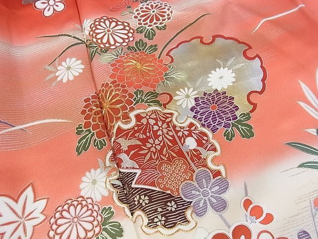  flat peace shop - here . shop # gorgeous long-sleeved kimono piece embroidery snow wheel piling flower writing .. dyeing gold silver . silk excellent article AAAD8201Atn