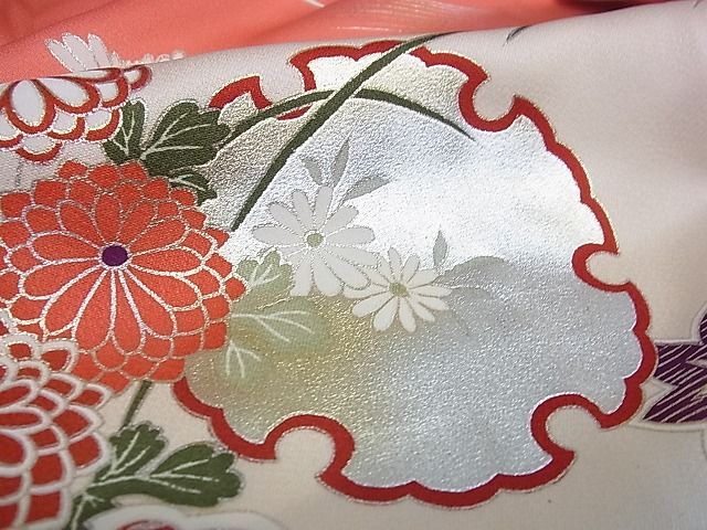  flat peace shop - here . shop # gorgeous long-sleeved kimono piece embroidery snow wheel piling flower writing .. dyeing gold silver . silk excellent article AAAD8201Atn