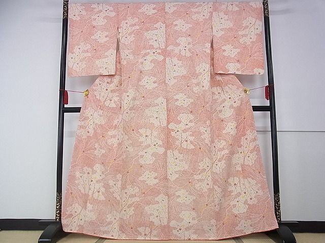 平和屋-こころ店■上質な小紋　枝花文　正絹　逸品　未使用　AAAD8206Atn_画像1