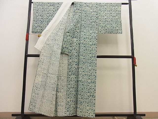 平和屋野田店■小紋 単衣 菱吉祥花文 洗える着物 BAAC9276fwの画像3